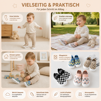 Leichte karierte Lauflernschuhe für Babys mit weichen rutschfesten Sohlen