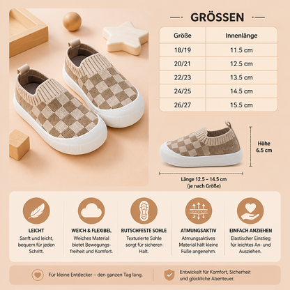 Leichte karierte Lauflernschuhe für Babys mit weichen rutschfesten Sohlen