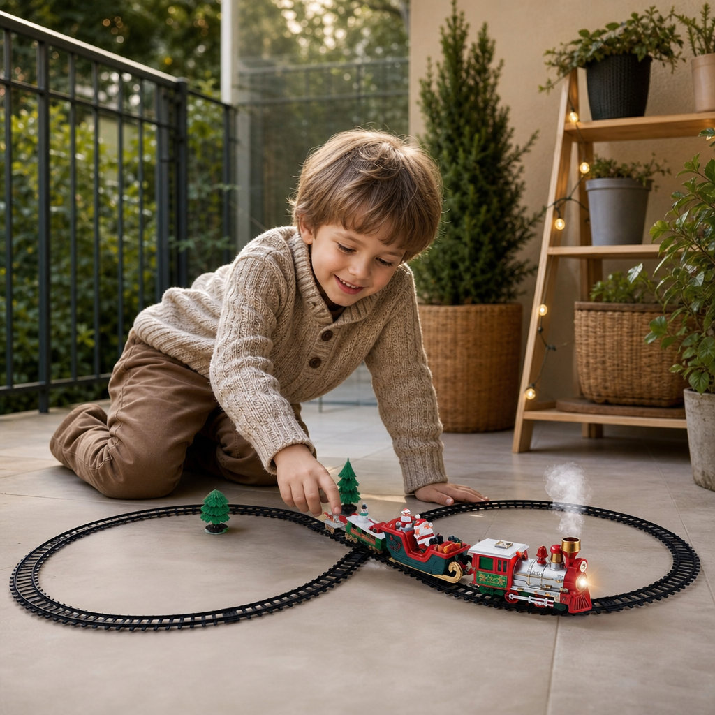 Elektrische Kinder-Eisenbahn mit Licht-, Sound- & Dampfeffekten