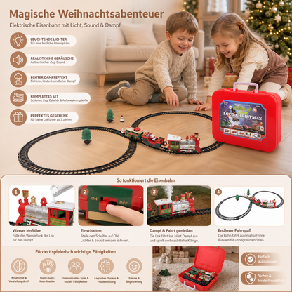 Elektrische Kinder-Eisenbahn mit Licht-, Sound- & Dampfeffekten