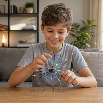 Geometrisches Feder-Fidget-Spielzeug – Sensorische Anti-Stress-Skulptur