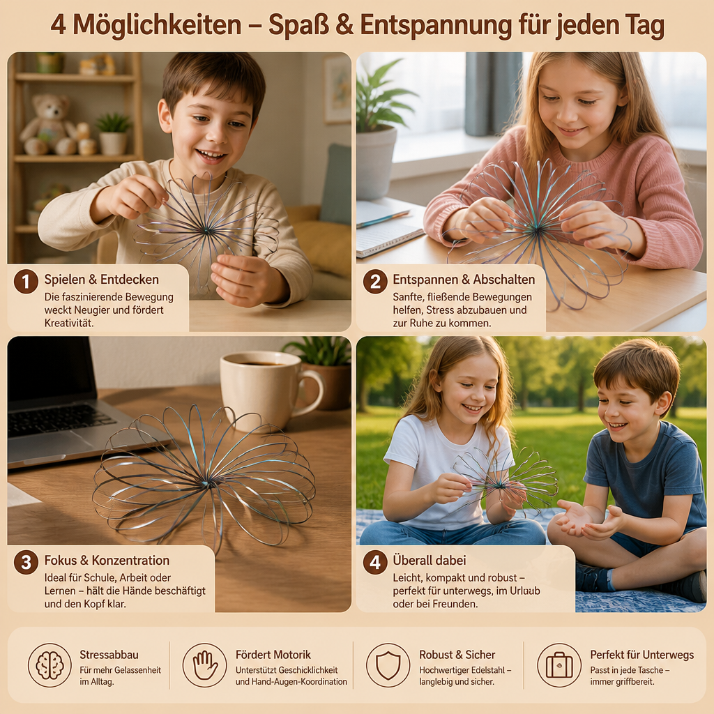 Geometrisches Feder-Fidget-Spielzeug – Sensorische Anti-Stress-Skulptur
