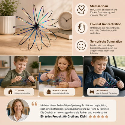 Geometrisches Feder-Fidget-Spielzeug – Sensorische Anti-Stress-Skulptur