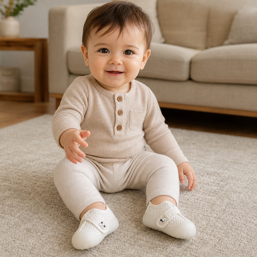 Bequeme Babyschuhe mit weichen, rutschfesten Sohlen