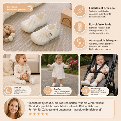 Bequeme Babyschuhe mit weichen, rutschfesten Sohlen