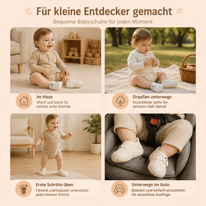 Bequeme Babyschuhe mit weichen, rutschfesten Sohlen