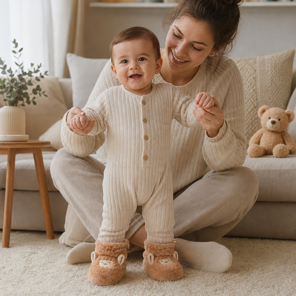 Warme & gemütliche Baby-Booties mit Fleecefutter und weichen rutschfesten Sohlen