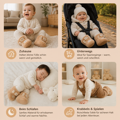 Warme & gemütliche Baby-Booties mit Fleecefutter und weichen rutschfesten Sohlen