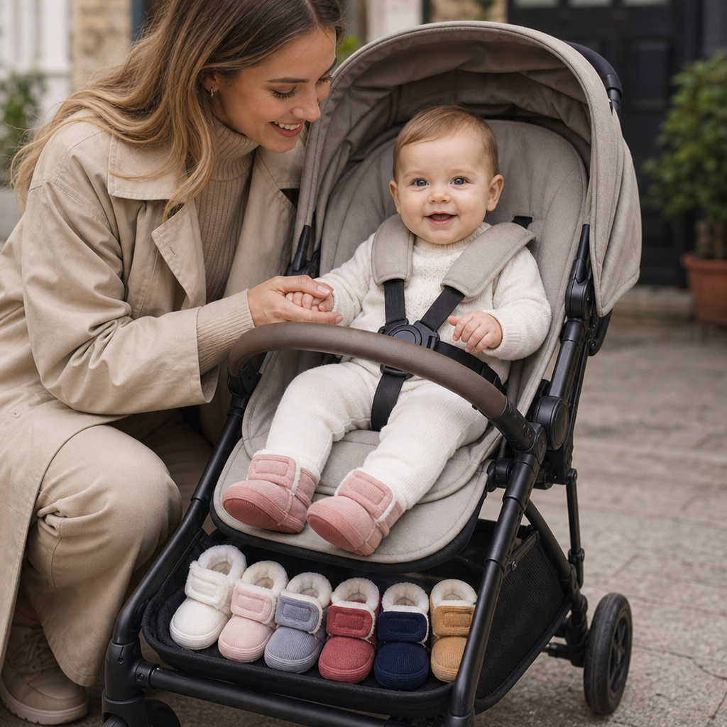 Warme & gemütliche Plüsch-Baby-Booties mit weichen rutschfesten Sohlen