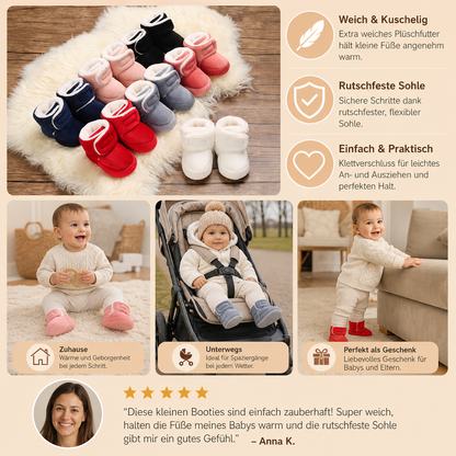 Warme & gemütliche Plüsch-Baby-Booties mit weichen rutschfesten Sohlen