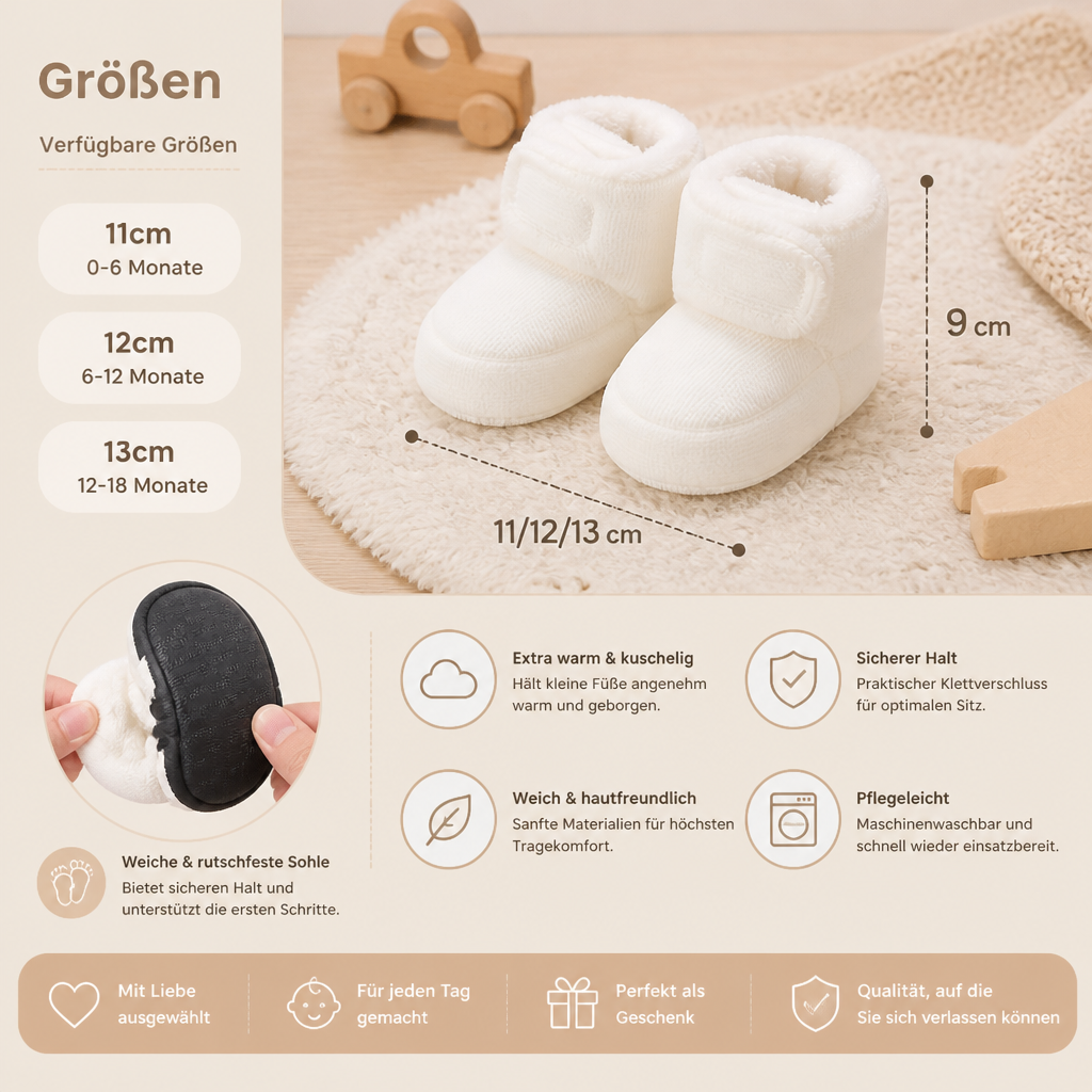 Warme & gemütliche Plüsch-Baby-Booties mit weichen rutschfesten Sohlen