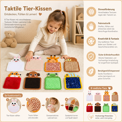 Taktile Tier-Kissen (Set aus 8 Stück)