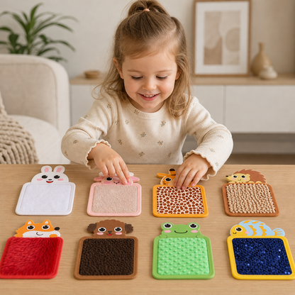 Taktile Tier-Kissen (Set aus 8 Stück)