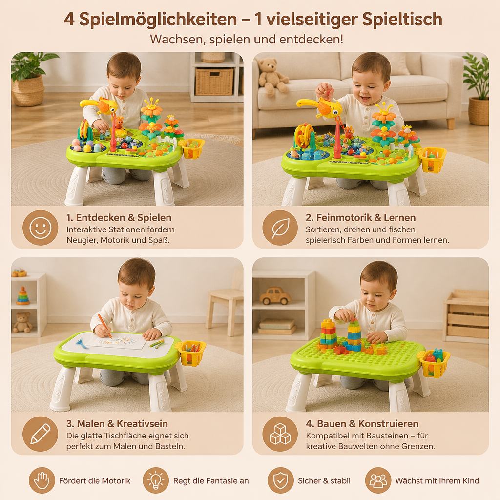 Kinder Multifunktionaler Spieltisch mit Vielen Spielstationen