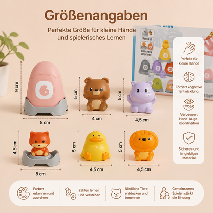 Montessori-Fingerpuppen-Set aus weichem Gummi mit Bauernhoftieren zum Farben-Sortieren & Zahlenlernen