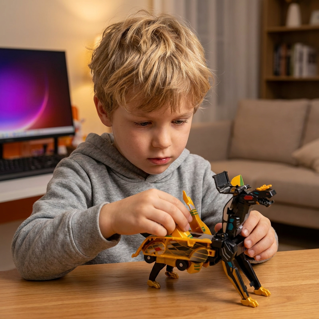 2-in-1 Magnetisches Verwandlungsauto & Dinosaurier-Spielzeug mit automatischer Kollisionsfunktion