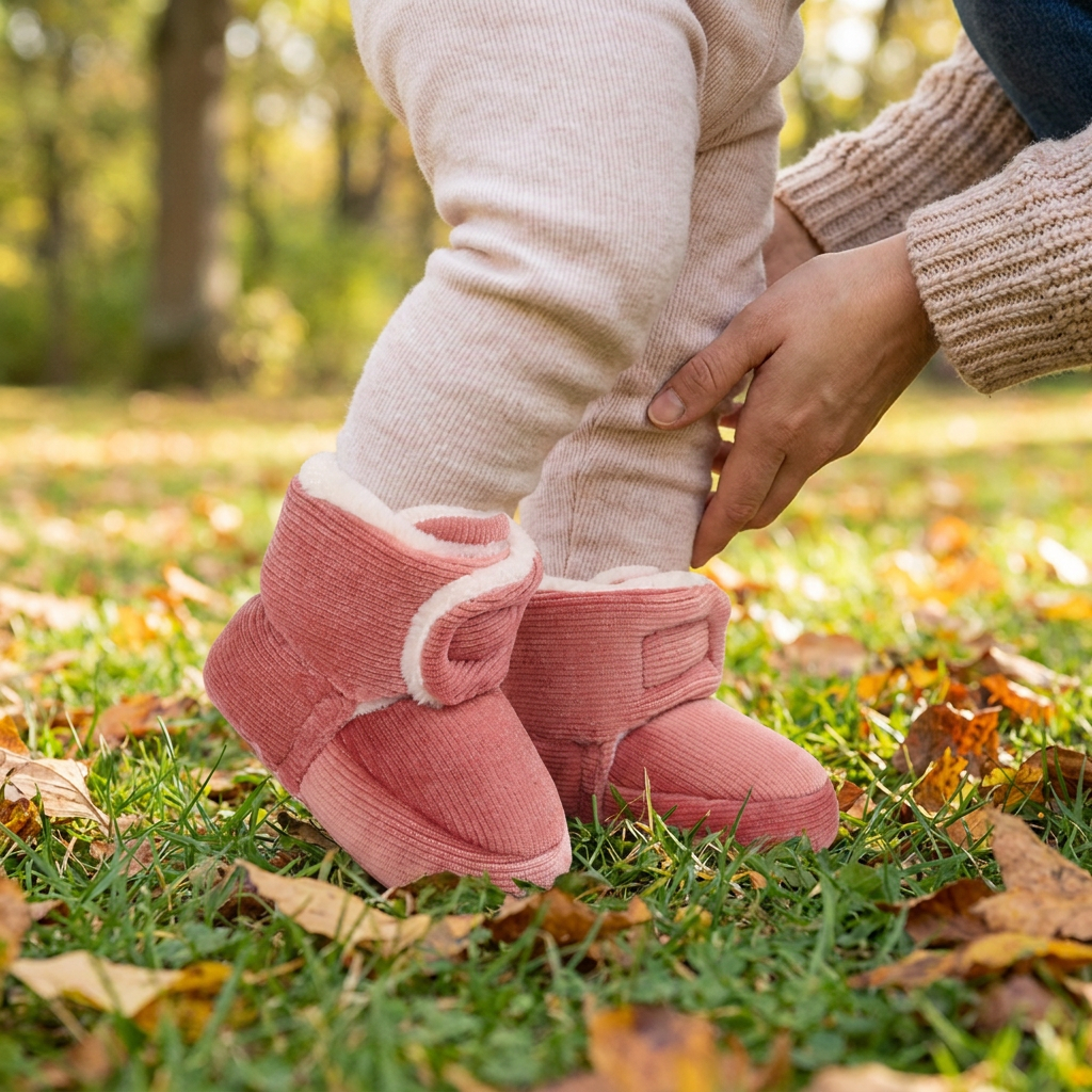 Warme & gemütliche Plüsch-Baby-Booties mit weichen rutschfesten Sohlen