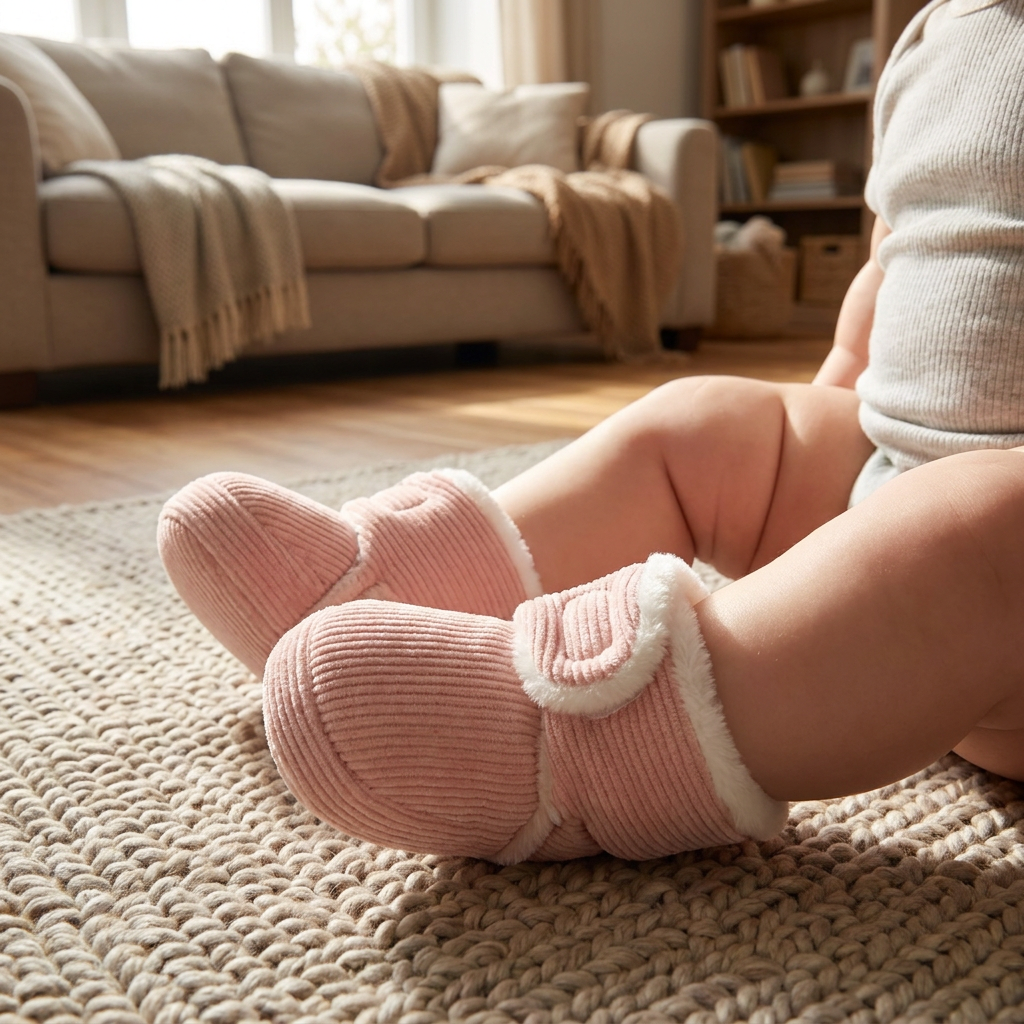Warme & gemütliche Plüsch-Baby-Booties mit weichen rutschfesten Sohlen