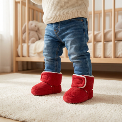 Warme & gemütliche Plüsch-Baby-Booties mit weichen rutschfesten Sohlen