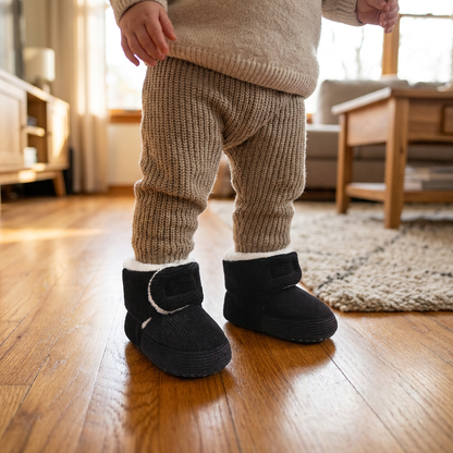 Warme & gemütliche Plüsch-Baby-Booties mit weichen rutschfesten Sohlen