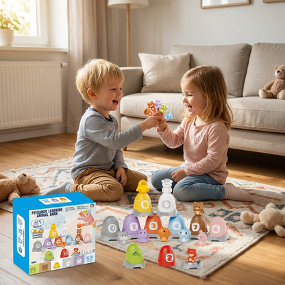 Montessori-Fingerpuppen-Set aus weichem Gummi mit Bauernhoftieren zum Farben-Sortieren & Zahlenlernen