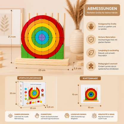 Montessori Holz-Regenbogen Stapel- & Zuordnungspuzzle