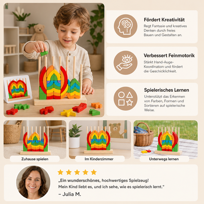 Montessori Holz-Regenbogen Stapel- & Zuordnungspuzzle