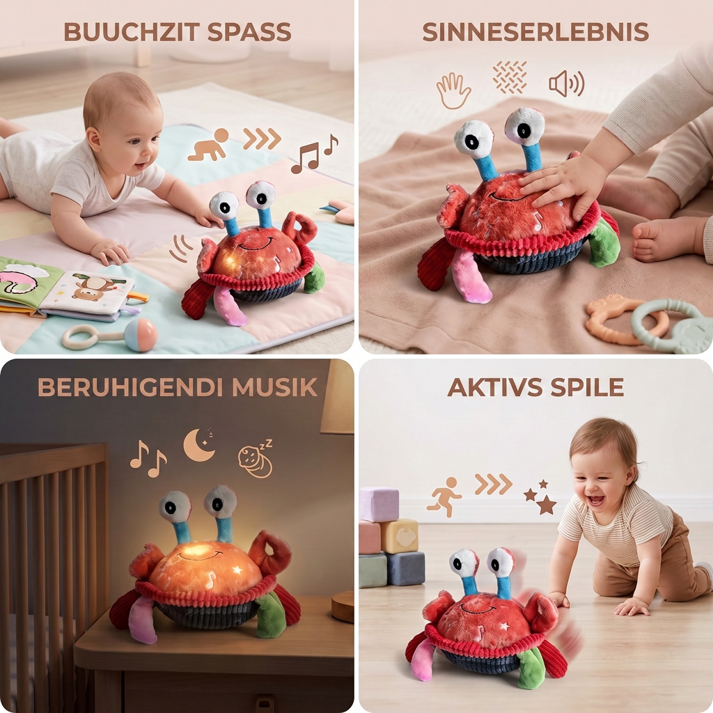 Interaktiver Musikalischer Krabbe mit Sprachfunktion – Bewegliches Lernspielzeug für Babys