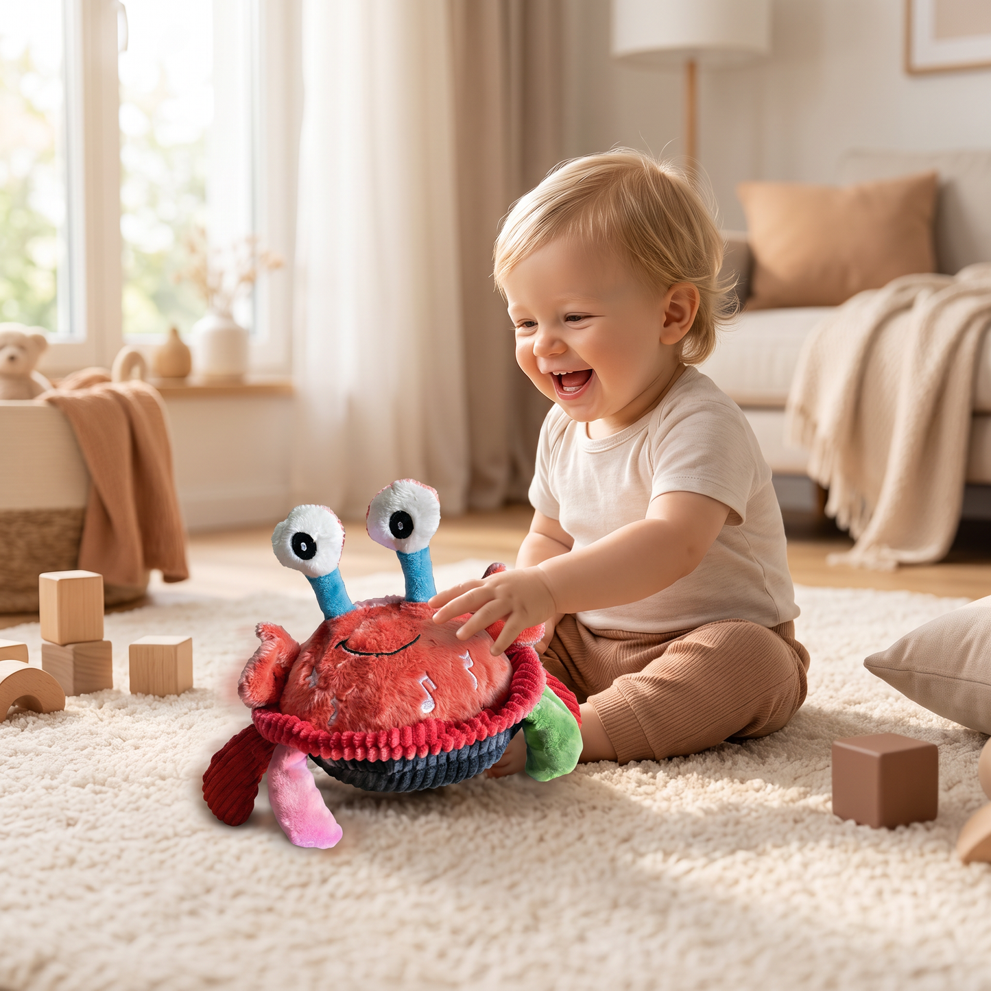 Interaktiver Musikalischer Krabbe mit Sprachfunktion – Bewegliches Lernspielzeug für Babys