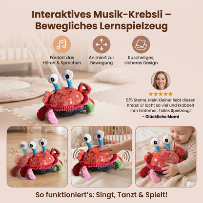 Interaktiver Musikalischer Krabbe mit Sprachfunktion – Bewegliches Lernspielzeug für Babys