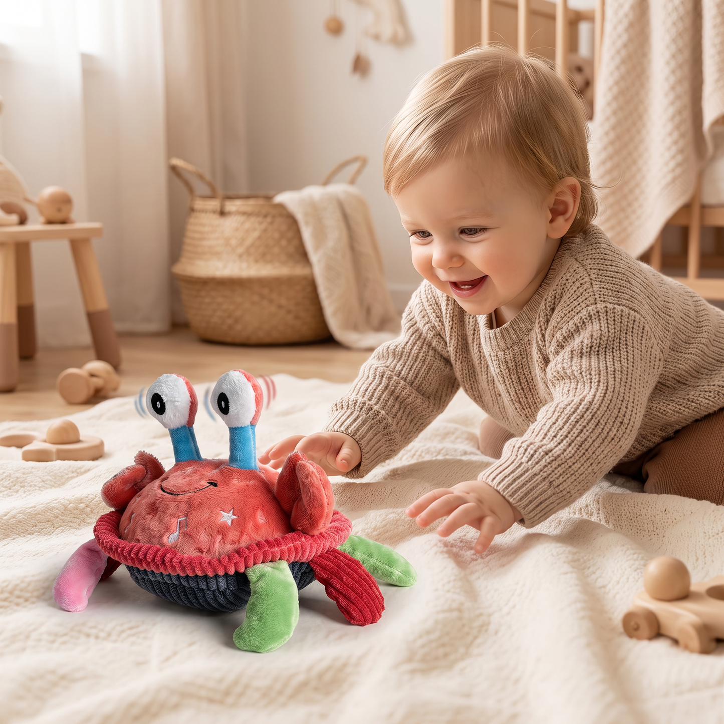 Interaktiver Musikalischer Krabbe mit Sprachfunktion – Bewegliches Lernspielzeug für Babys