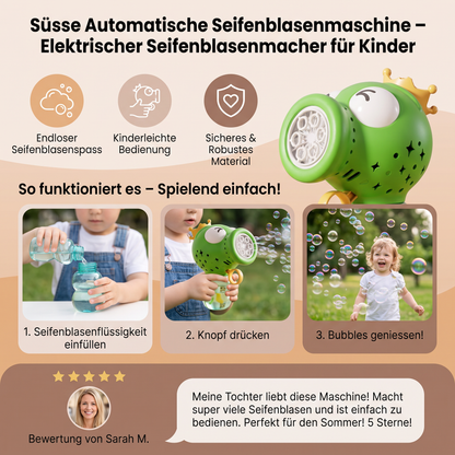 Süsse Automatische Seifenblasenmaschine – Elektrischer Seifenblasenmacher für Kinder