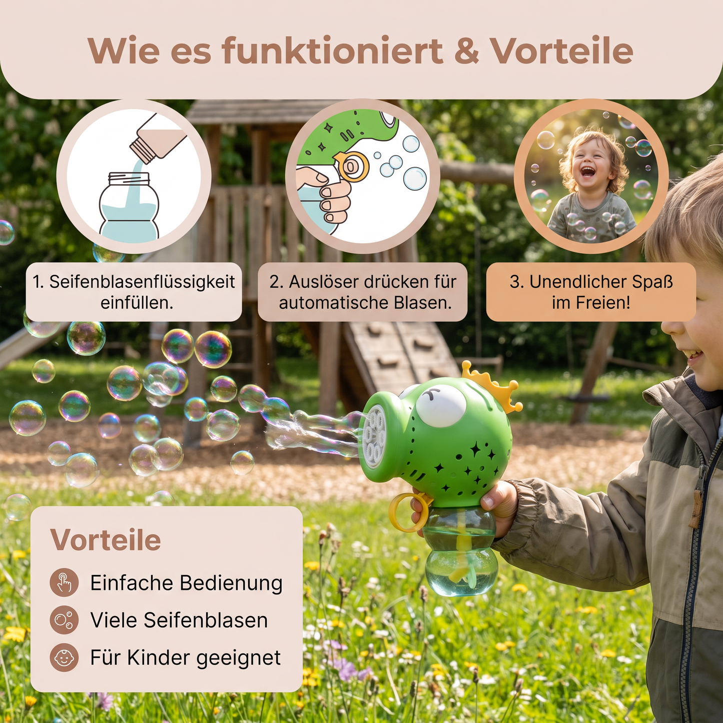 Süsse Automatische Seifenblasenmaschine – Elektrischer Seifenblasenmacher für Kinder