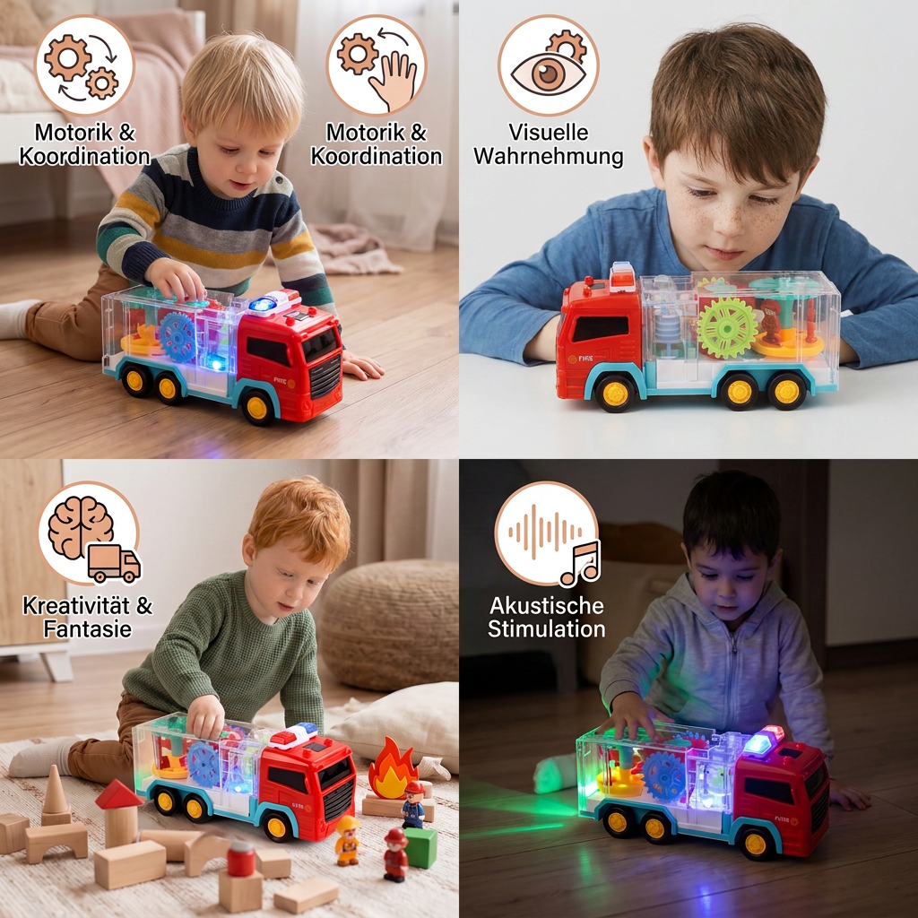 Interaktives Feuerwehrwagen-Zahnradspielzeug mit Licht