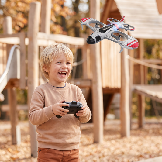 2-in-1 Fernsteuerbares Kampfjet- & Drohnen-Spielzeug
