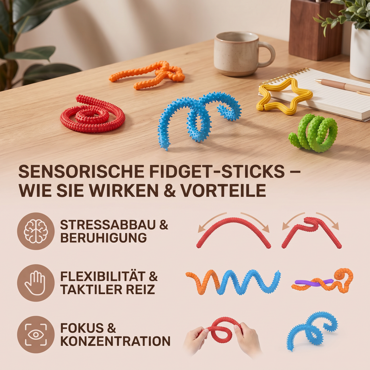 Sensorische Fidget-Sticks – Beruhigende Drehspielzeuge zum Stressabbau