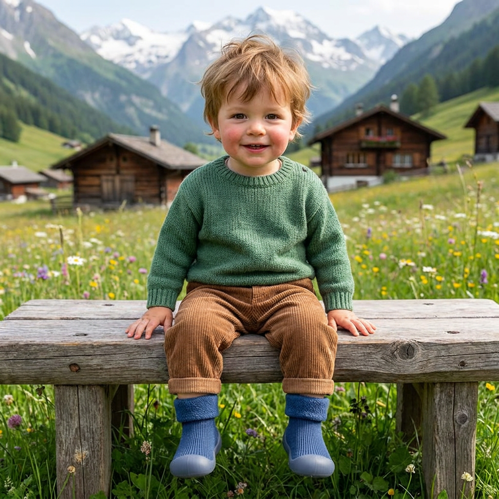 Warme Lauflern-Sockenschuhe für Babys mit weichen rutschfesten Sohlen