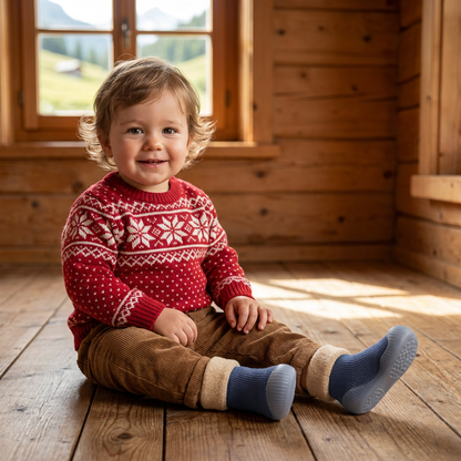 Warme Lauflern-Sockenschuhe für Babys mit weichen rutschfesten Sohlen
