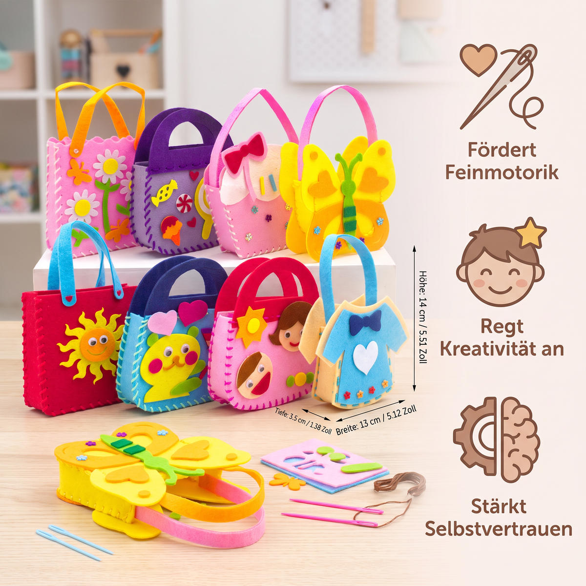 DIY-Niedliches Filz-Handtaschen-Nähset für Kinder