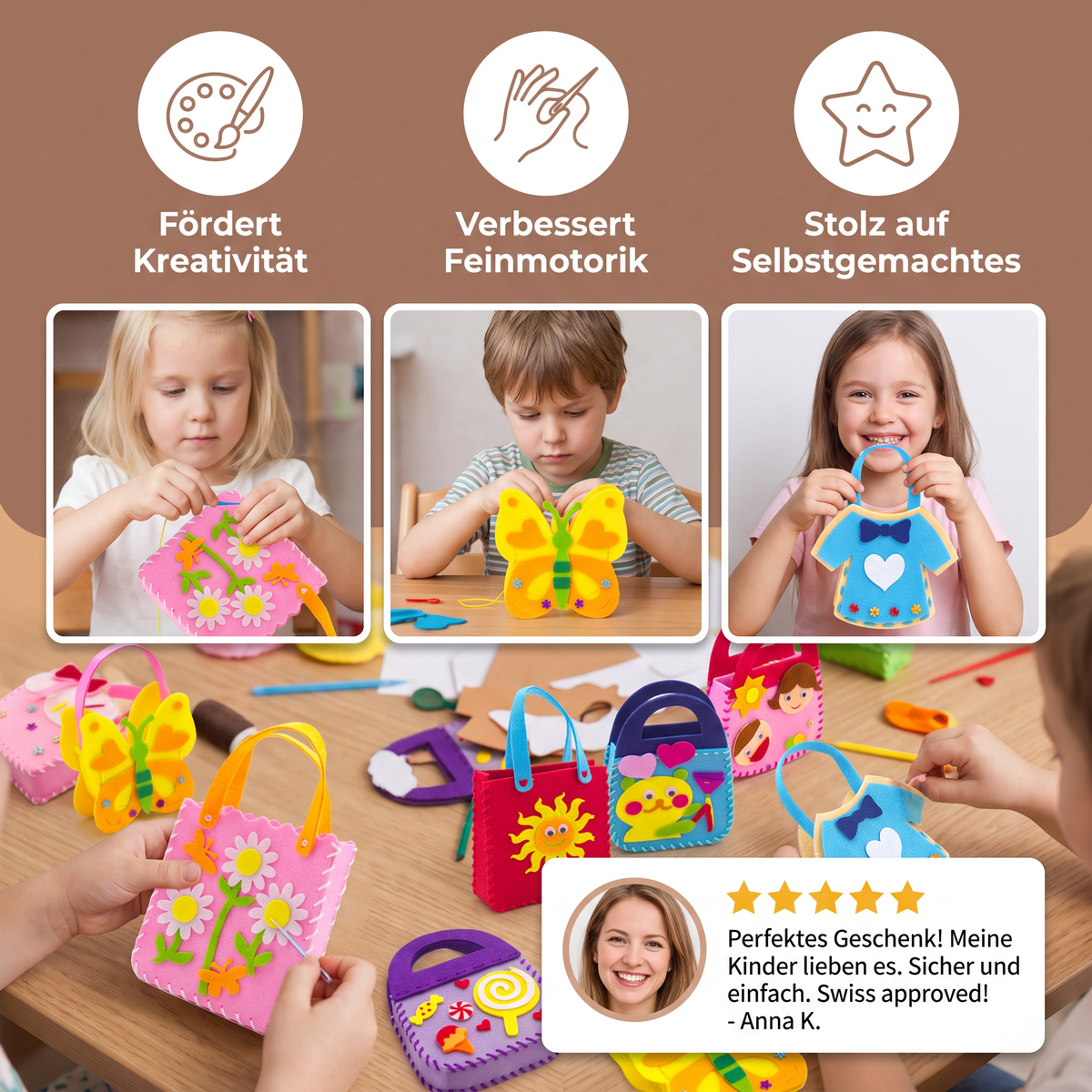 DIY-Niedliches Filz-Handtaschen-Nähset für Kinder