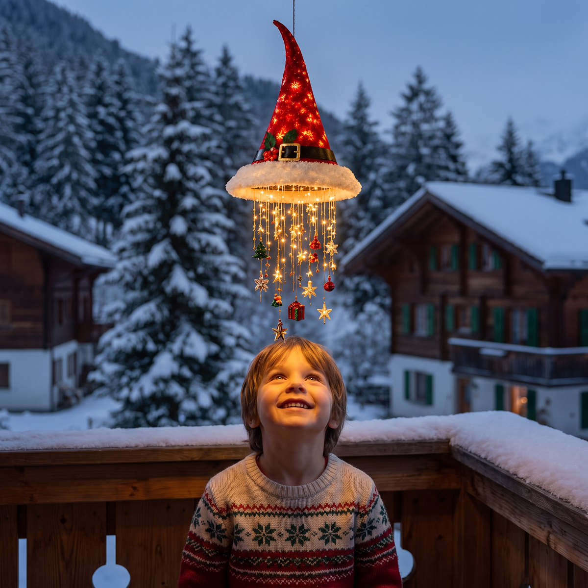 Weihnachtliche Weihnachtsmannmützen-Lichter mit LED-Lichterkette