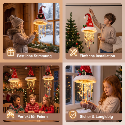 Weihnachtliche Weihnachtsmannmützen-Lichter mit LED-Lichterkette