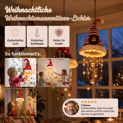 Weihnachtliche Weihnachtsmannmützen-Lichter mit LED-Lichterkette