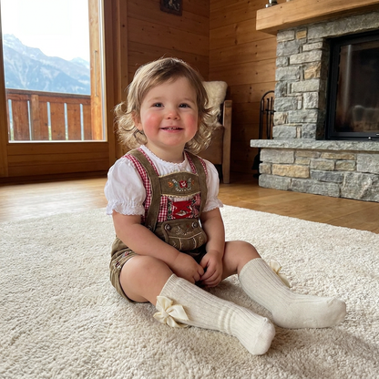 Weihnachtliche Kniestrümpfe für Baby-Mädchen mit Samtschleifen