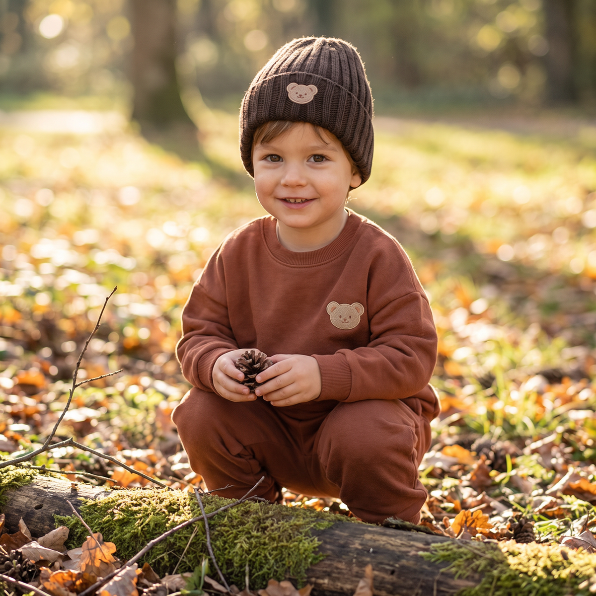Baby-Outfit mit besticktem Bären-Sweatshirt & passender Jogginghose