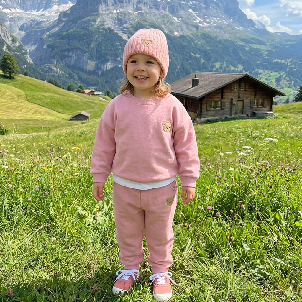 Baby-Outfit mit besticktem Bären-Sweatshirt & passender Jogginghose