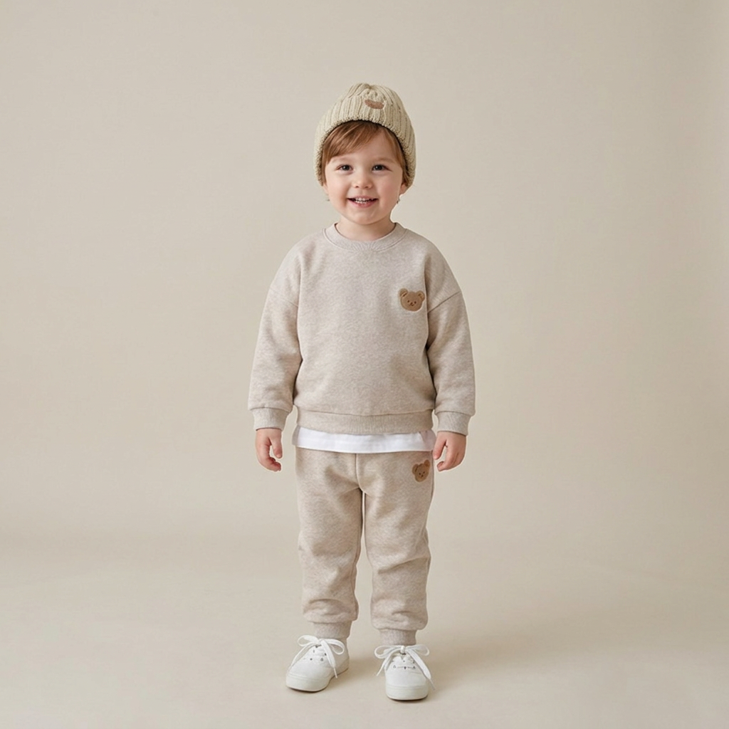 Baby-Outfit mit besticktem Bären-Sweatshirt & passender Jogginghose