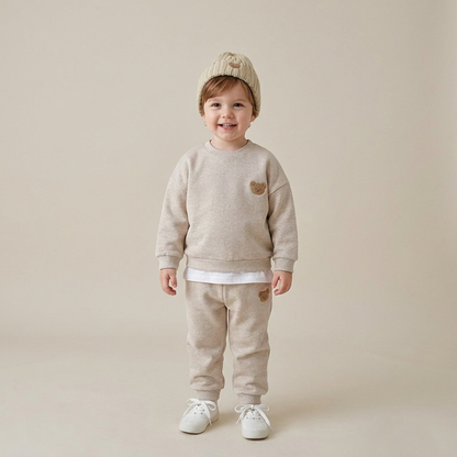 Baby-Outfit mit besticktem Bären-Sweatshirt & passender Jogginghose
