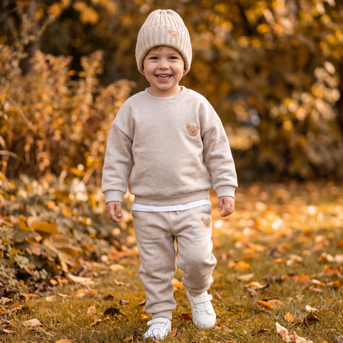 Baby-Outfit mit besticktem Bären-Sweatshirt & passender Jogginghose