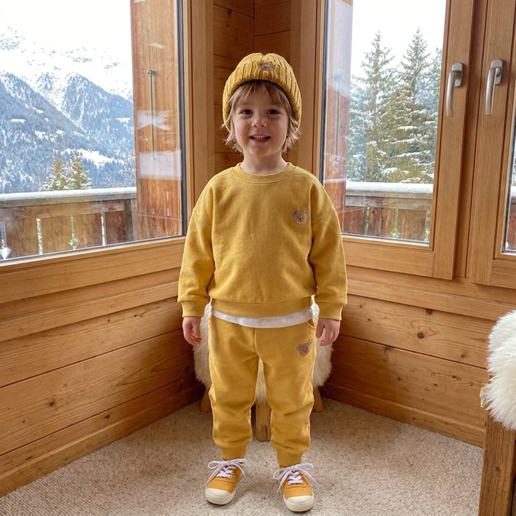 Baby-Outfit mit besticktem Bären-Sweatshirt & passender Jogginghose